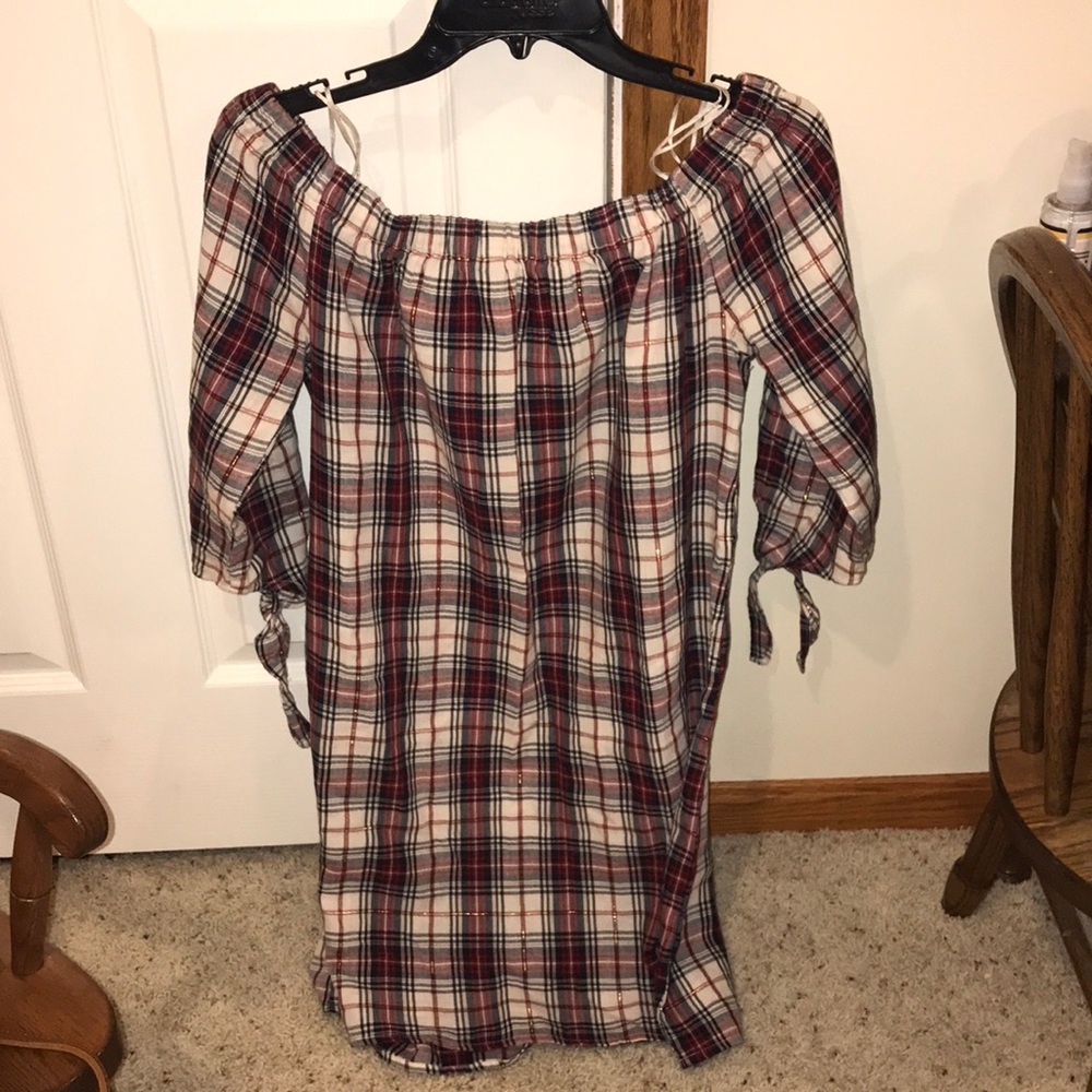 Off the shoulder flannel dress